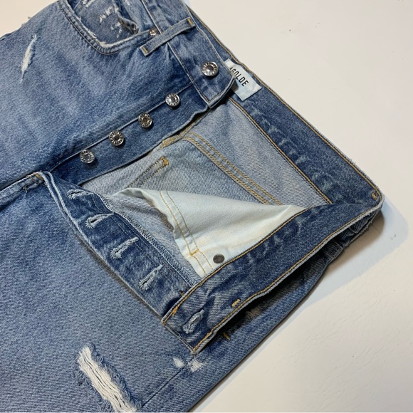AGOLDE 90s Loose Mid Rise Straight Denim Jeans Women 27 Distressed Button Fly - Picture 5 of 13